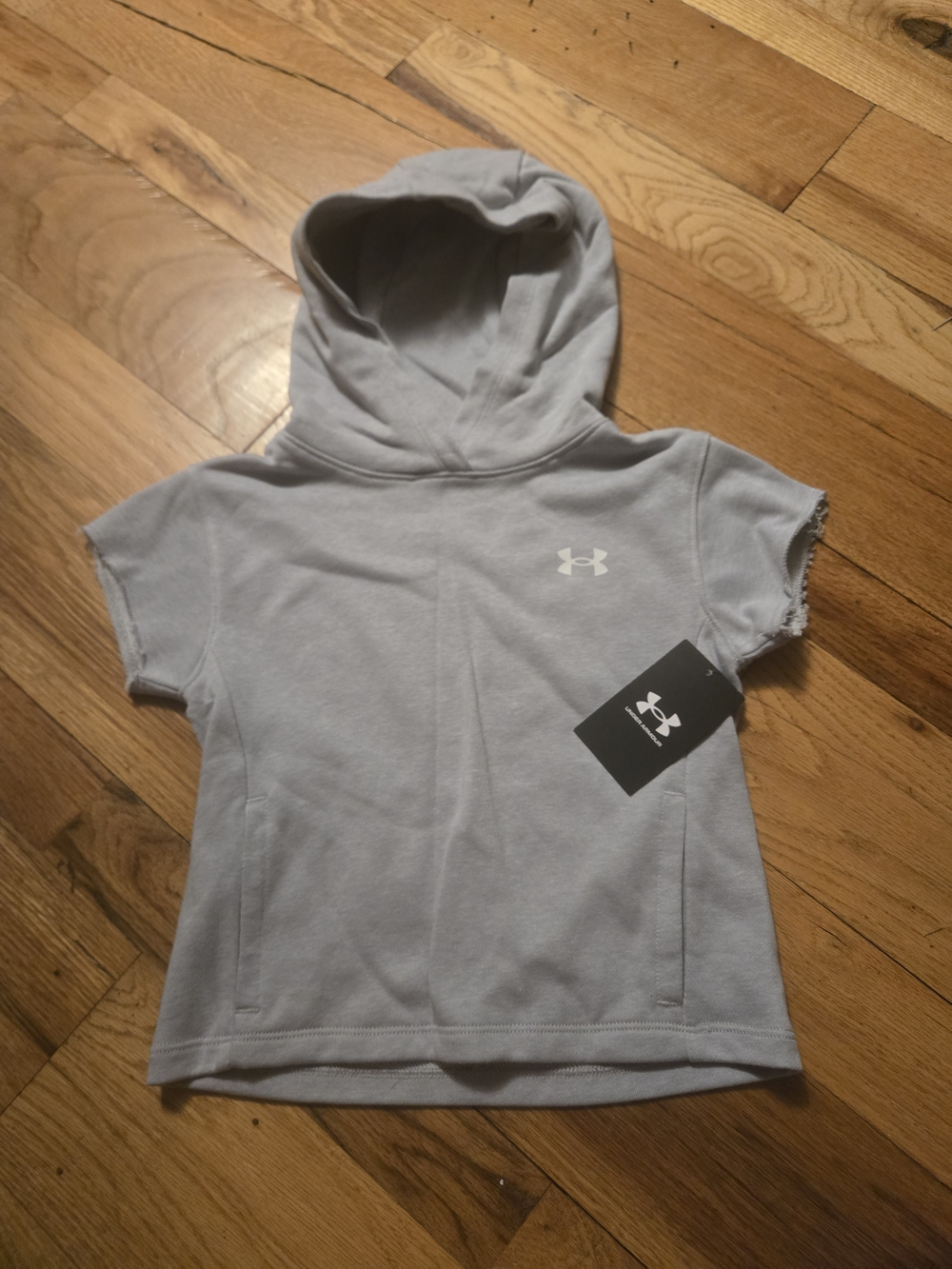 Under Armour Girls' Light Gray Hooded Short-Sleeve Sweatshirt